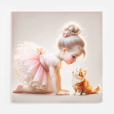 Obraz na plátně dívka s kočíčkou 60x60 cm