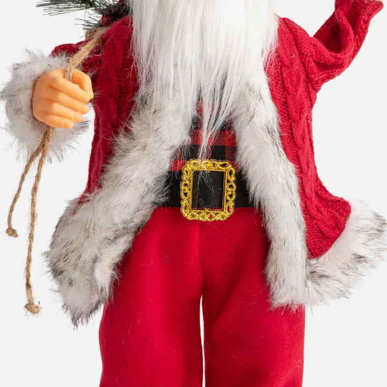 Červená figurka s bílým lemováním SANTA CLAUS 75 cm