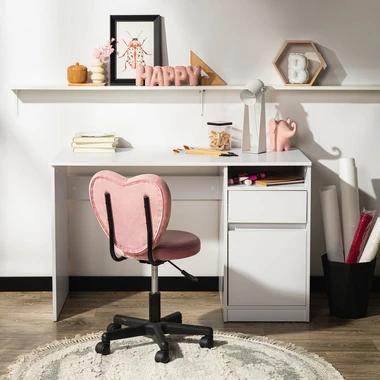 Bílý psací stůl se skříňkou a zásuvkou BILL