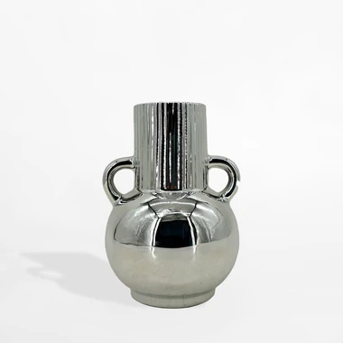 Keramická stříbrná váza 15 cm