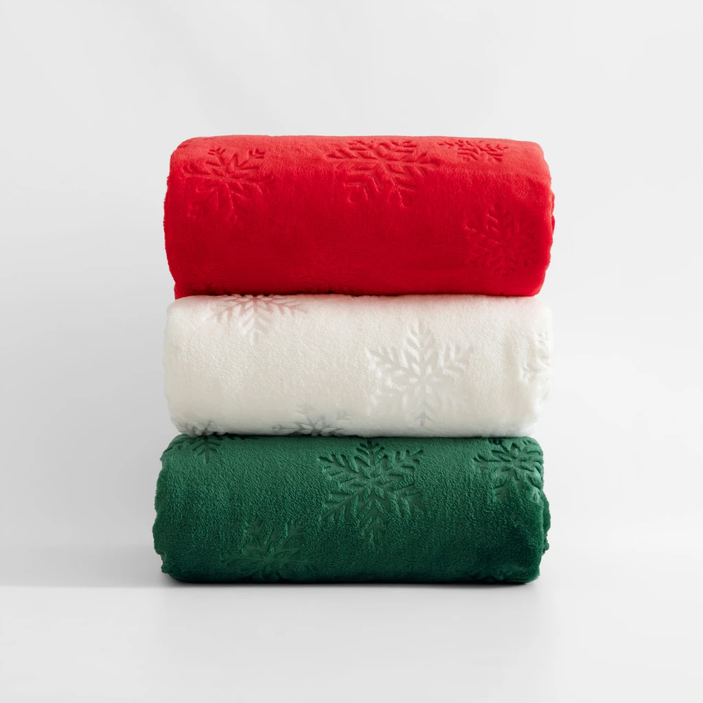 Bílá deka s sněhovými vločkami MERCI 130x160