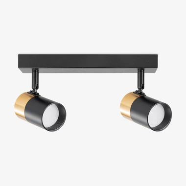 Stropní svítidlo se 2 nastavitelnými bodovými světly černo-zlaté FORI