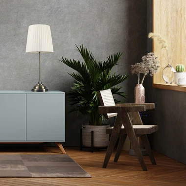 Bílá stolní lampa v retro stylu PTL01BW