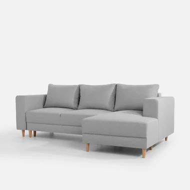 Šedá rozkládací rohová sedací souprava PERA pravá