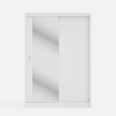 Zrcadlová šatní skříň s posuvnými dveřmi INES 150 cm bílá