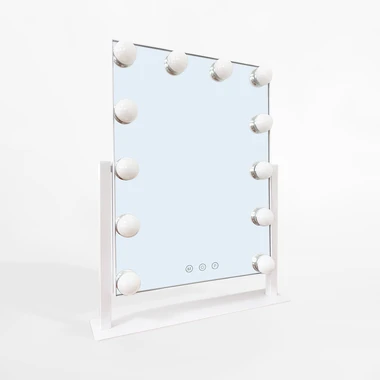 Obdélníkové bílé zrcadlo s LED osvětlením 37x7x43,8 cm