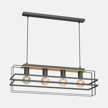 Černo-dřevěné závěsné svítidlo KORTEZ IV