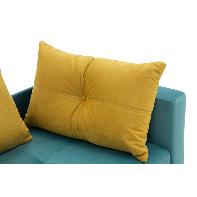 Modro-žlutá rozkládací pohovka LETTO pravá