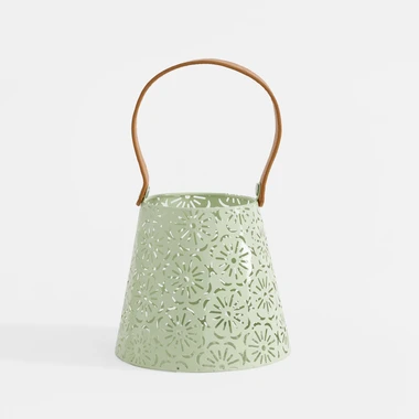 Zelená kovová lucerna 16x26,5 cm