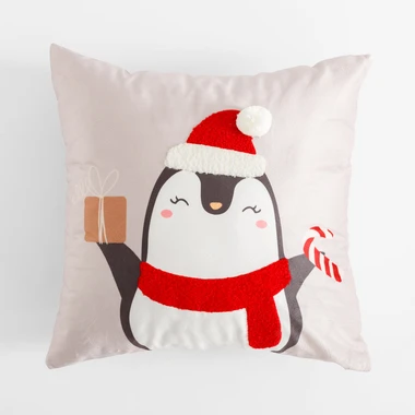 Povlak na polštář s tučňákem béžový FROZEN 45x45 cm