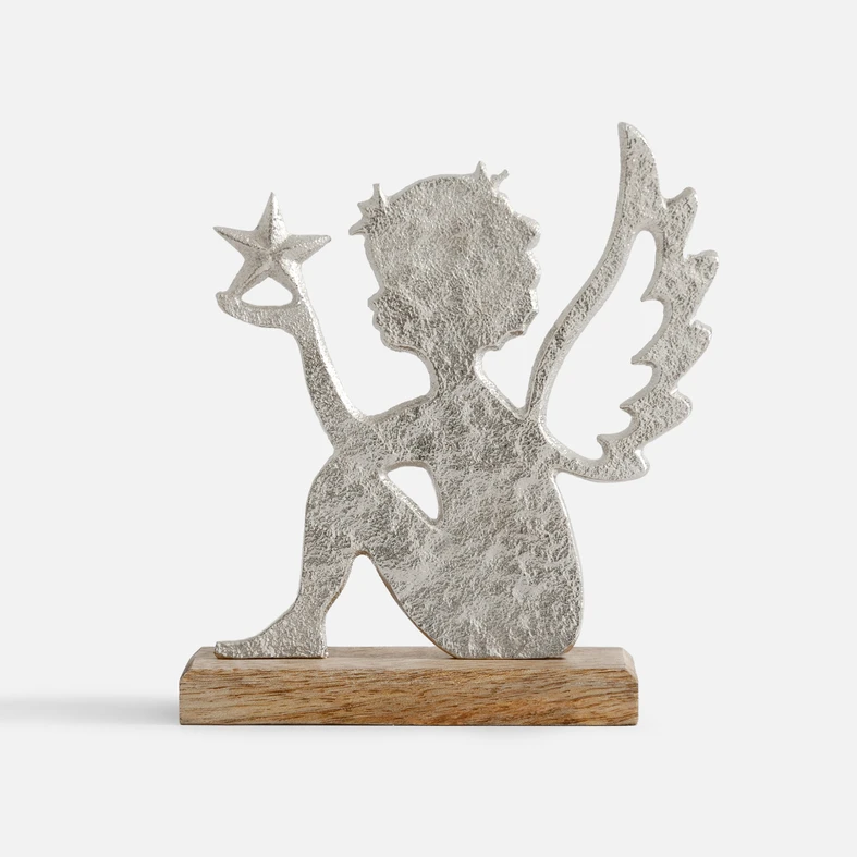 Dekorace vánoční anděl stříbrný 16 cm