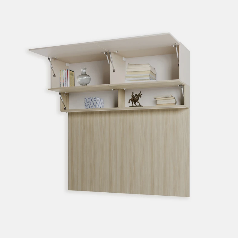 Otwarte szafki z widocznym wnętrzem z drobnymi przedmiotami