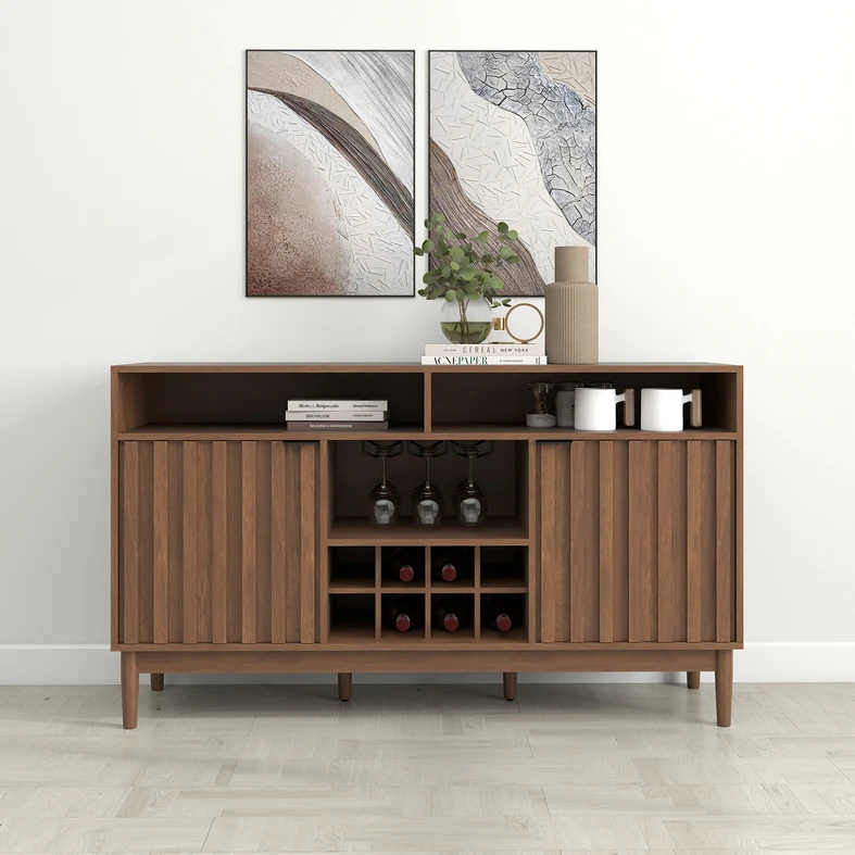 Aranżacja nowoczesnego pomieszczenia z komodą z barkiem