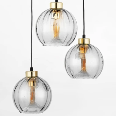 Kulovité průhledné tříbodové závěsné svítidlo DEVI 3