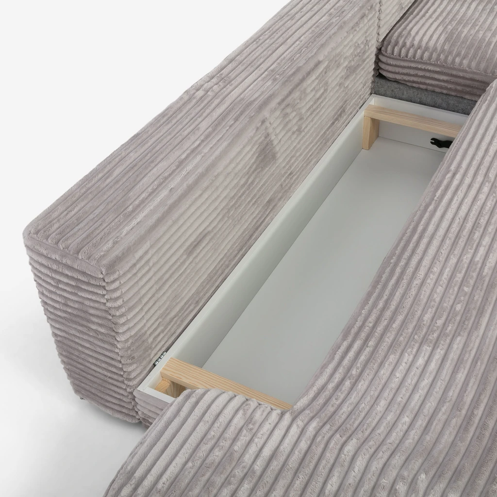 Šedá rozkládací rohová sedací souprava LYNETTE pravá