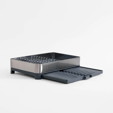 Výsuvný stříbrno-šedý odkapávač na nádobí 43x29,5x8 cm