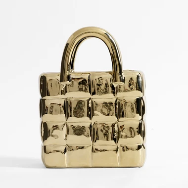 Zlatá váza ve tvaru tašky 23 cm