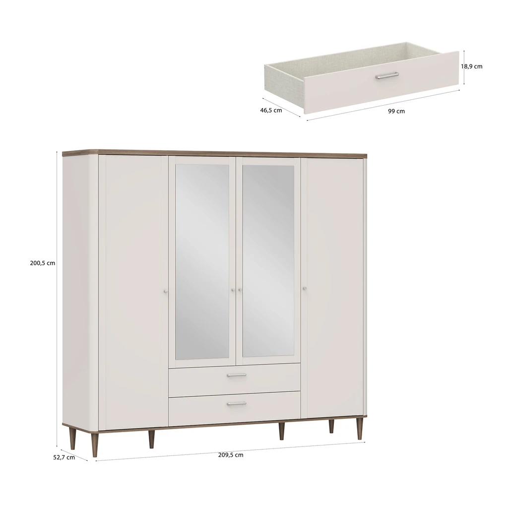 Grafika szafy z wybranymi wymiarami