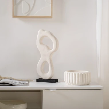 Bílá dřevěná dekorativní figurka 38 cm