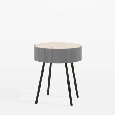 Šedý kulatý stolek 40,5x47,5 cm