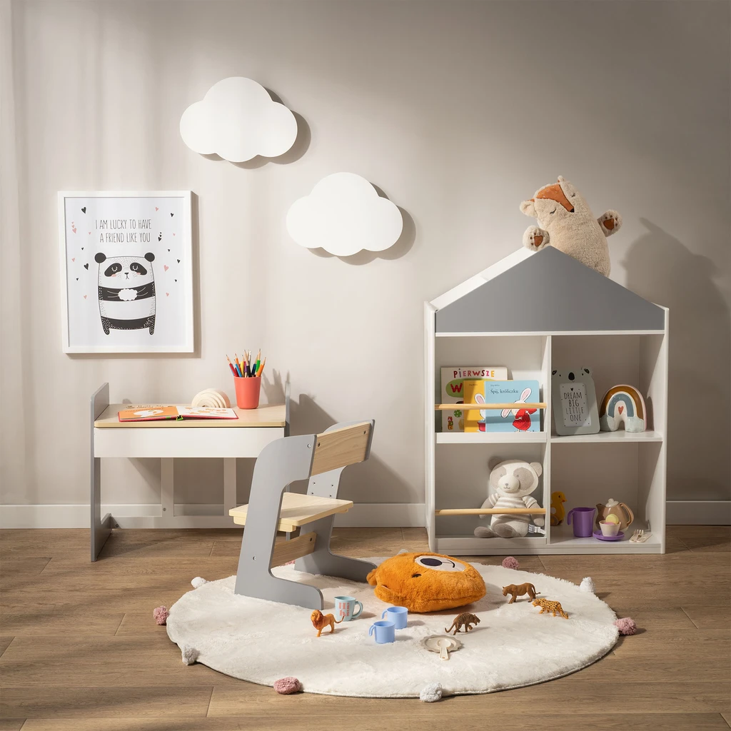 Kulatý koberec s bambulemi ivory 120 cm