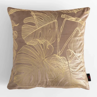 Béžový povlak na polštář s monsterou AMBRO 45x45 cm