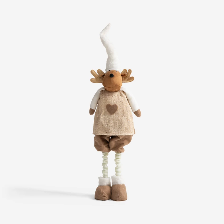 Vánoční figurka JELEN CHLAPEC šedo-bežová 80-120 cm