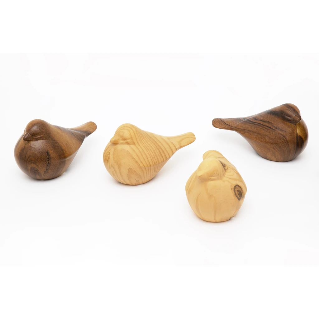 Keramická figurka ptáček s efektem dřeva 9 cm