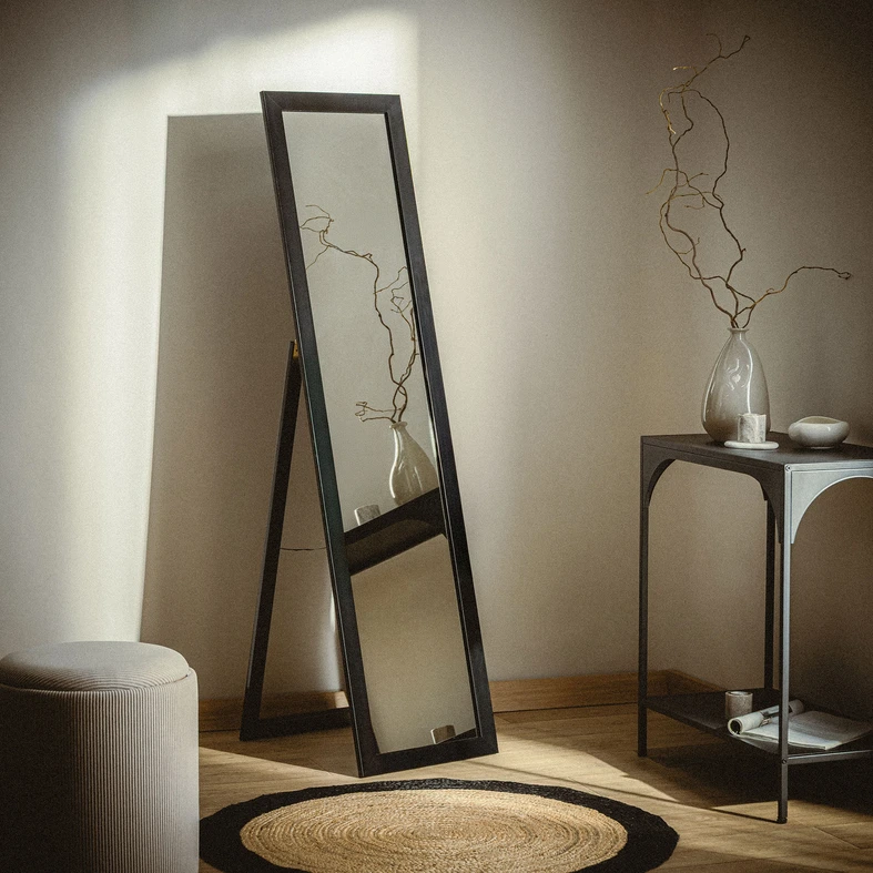 Stojicí zrcadlo v černém rámu SLIM 40x160 cm