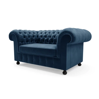 Tmavě modrá dvoumístná pohovka CHESTER