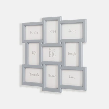 Šedý multi-fotorámeček na 9 fotografií 45,5x45,5 cm