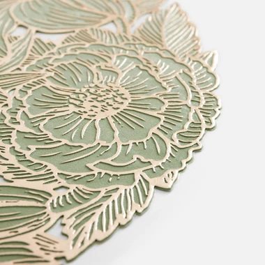 Kulaté prostírání zeleno-zlaté 38 cm