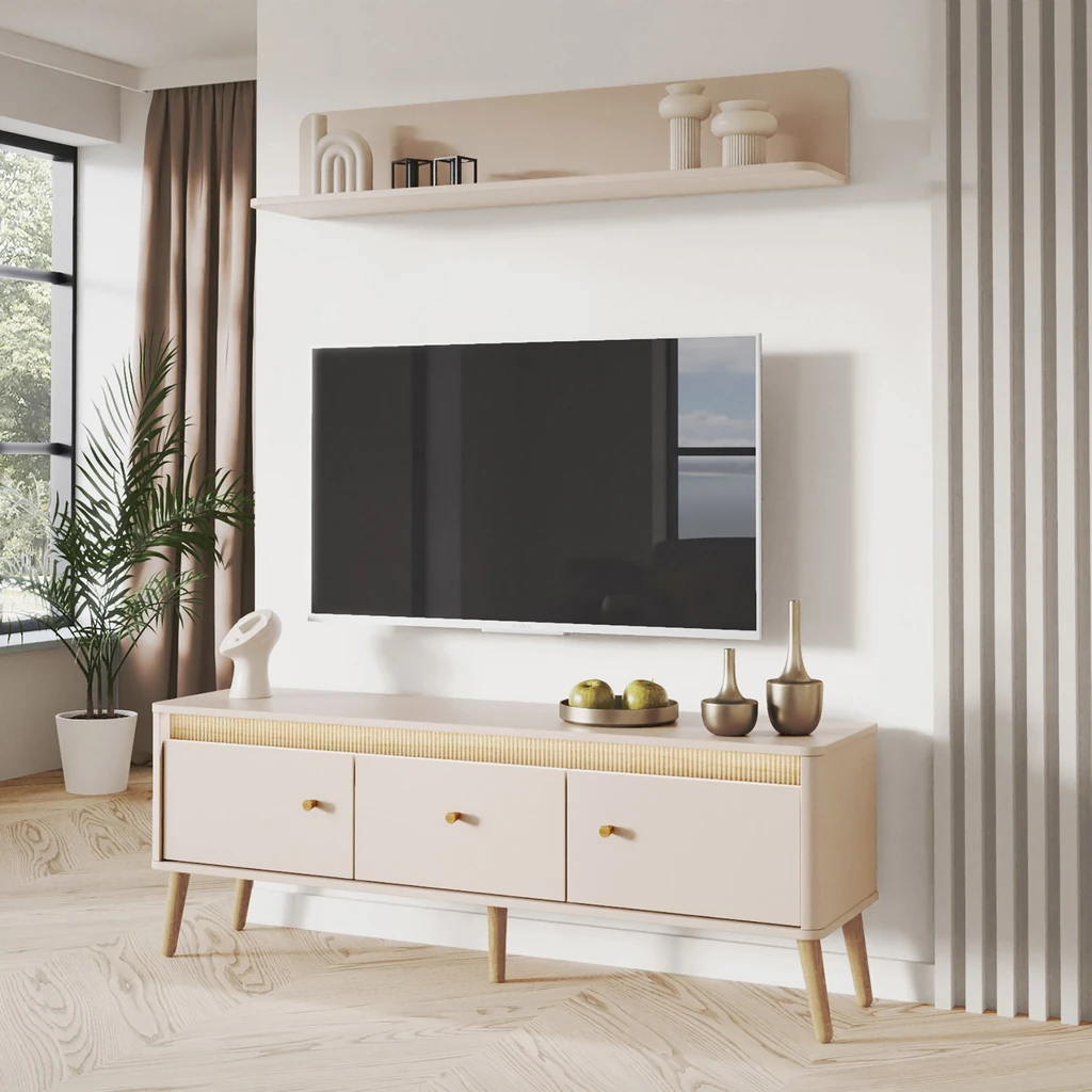 Kašmírový TV stolek s osvětlením LORENA 155 cm