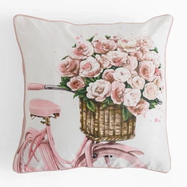 Růžový povlak na polštář s kolem SUZI 45x45 cm