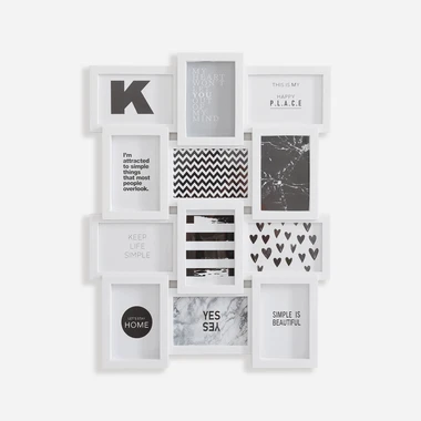 Bílý multi-fotorámeček na 12 fotografií 58x44,5 cm