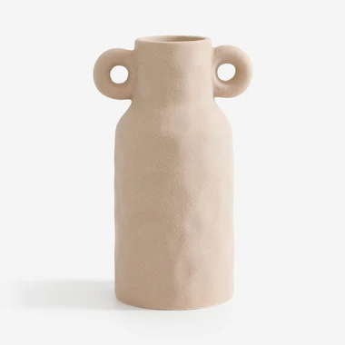 Keramická béžová váza s uchy 22 cm