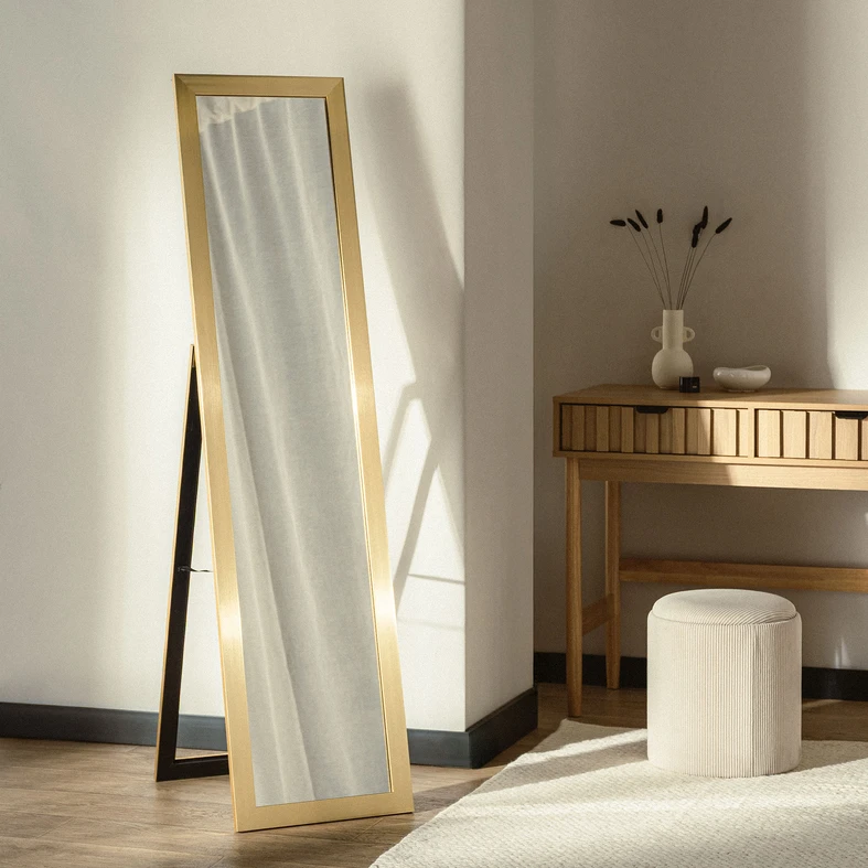 Stojící zrcadlo ve zlatém rámu SLIM 40 x 160 cm