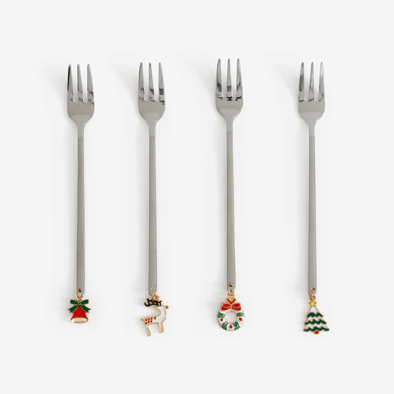 Sada vidliček s přívěsky CHRISTMANS 4 ks