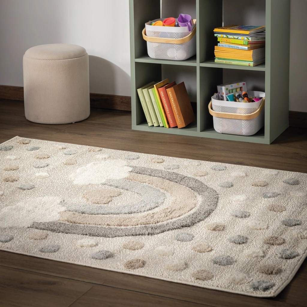 Tmavě krémový koberec s duhou CLUDI 160x230 cm