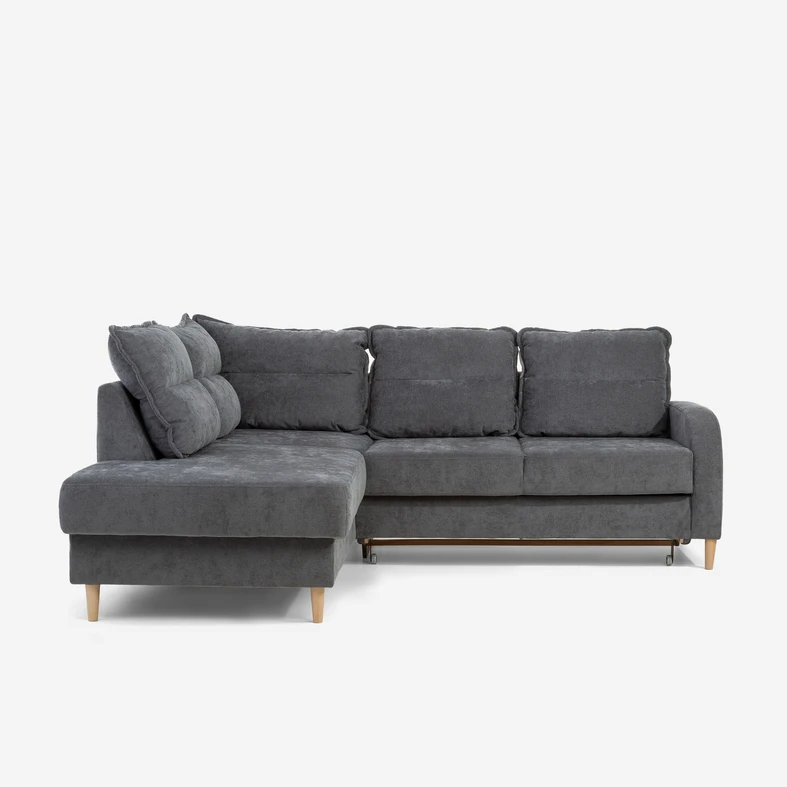 Šedá rozkládací rohová sedací souprava HAMAR 5P levá