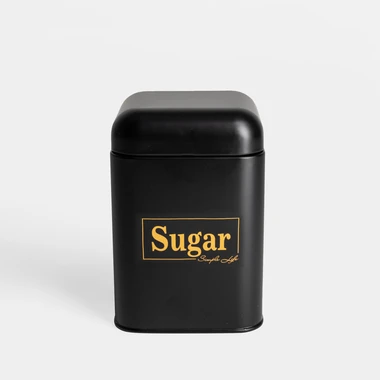 Plechová dóza do kuchyně černá SUGAR 19 cm
