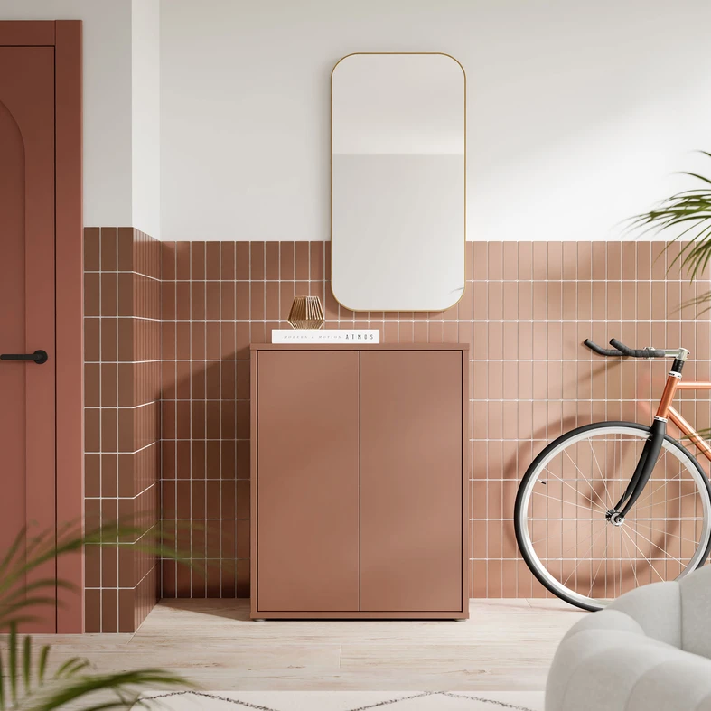 Nízký 2-dveřový botník ALICE SPRINGS terakota