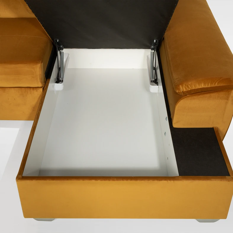 Rohová sedací souprava s nastavitelnými opěrkami hlavy pravá TITAN hořčicová