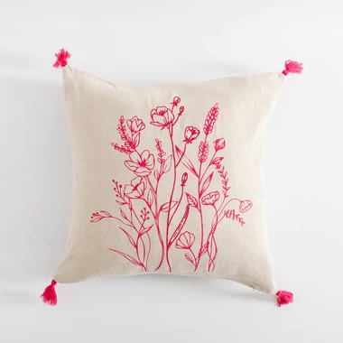 Povlak na polštář se střapci růžový FLORIA 45x45 cm