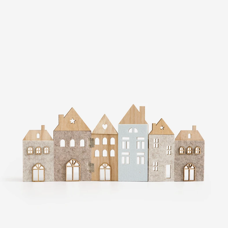 Dekorace DOMKY 48,5x20,5 cm