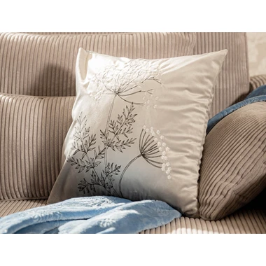 Velurový povlak na polštář s výšivkou ANISE 45x45 cm světle šedý