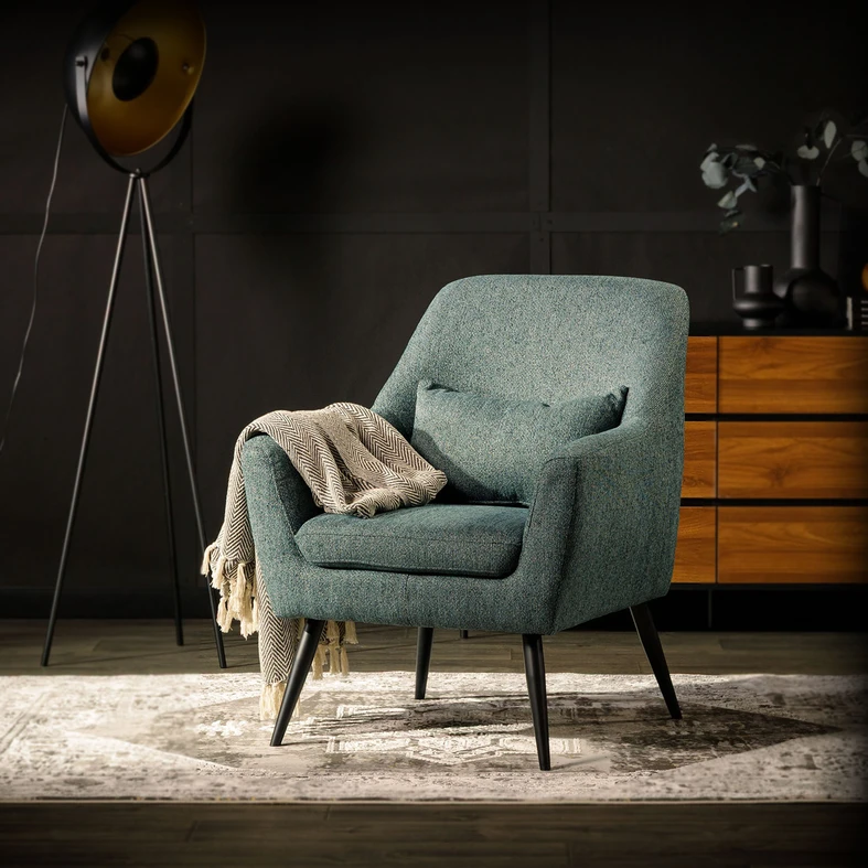 Kovové křeslo s vysokým opěradlem RIFANTO mořské