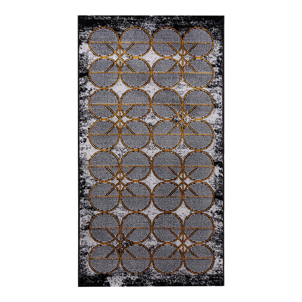 Koberec se zlatým kruhovým vzorem GRANDE 80 x 150 cm