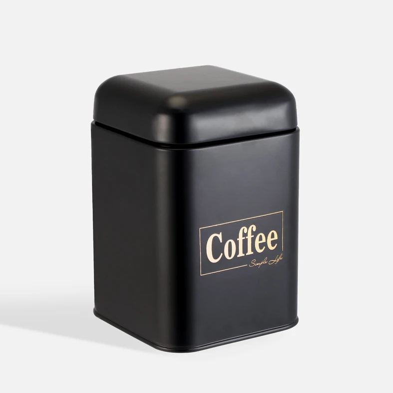 Plechová dóza do kuchyně černá COFFEE 19 cm