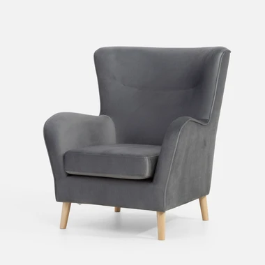 Šedé čalouněné křeslo CARY